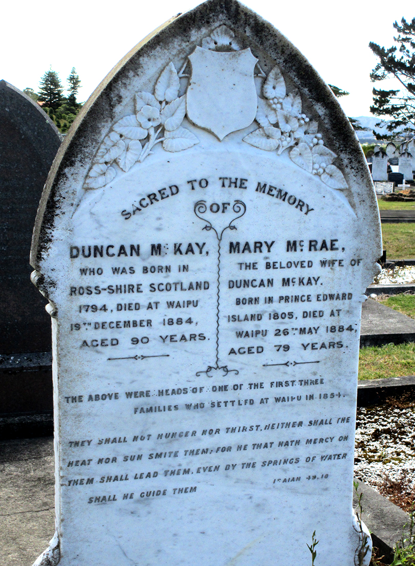 Photo of headstones/Mary McRae 1805-1884 hdstn Waipu cem NZ